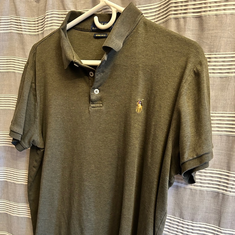 Olive polo Ralph Lauren custom slim fit